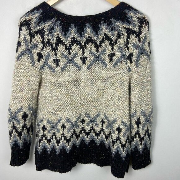 Free People Fair Isle Mohair Alpaca‎ Knit Sweater Size Small Chunky Pockets Boho - Picture 6 of 8